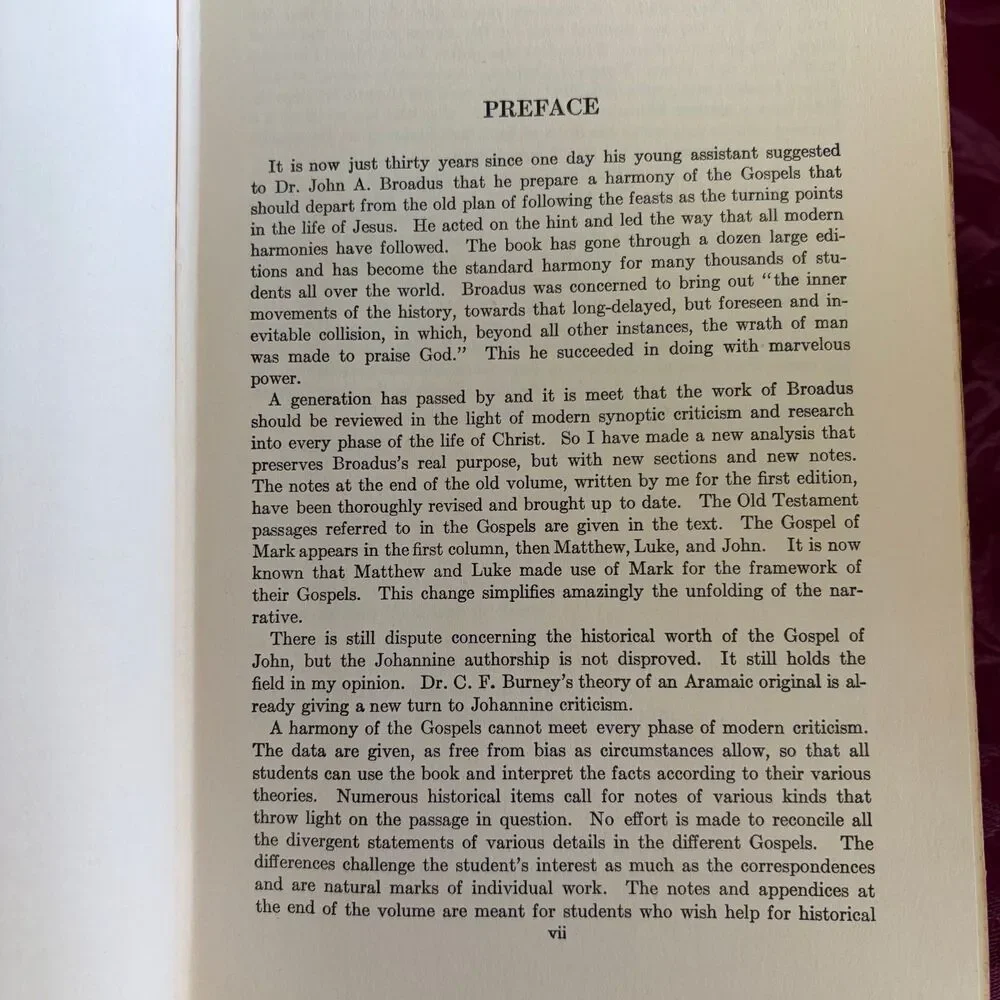 1922 A Harmony of the Gospels for Students of the Life of Christ, A.T. Robertson
